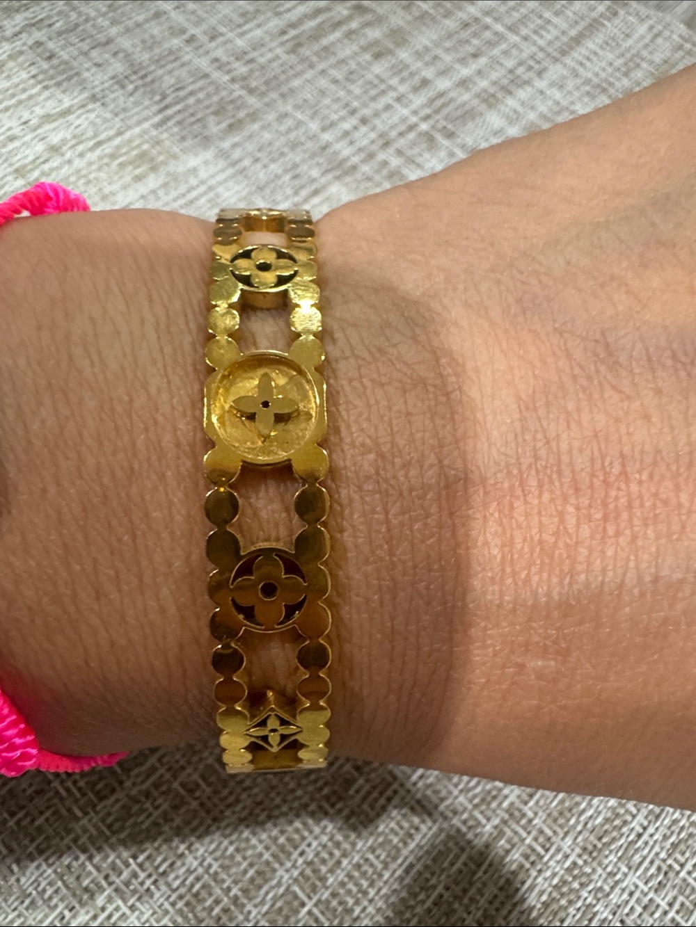 Gold-Tone Designer Floral Link Bracelet Watch